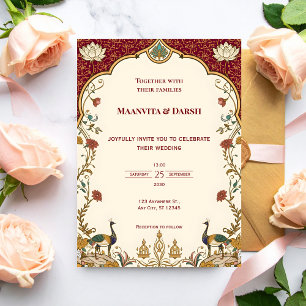 Invitation Carton d'invitation de mariage indien Pichwai Lotu