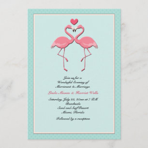 Invitation Carton d'invitation de mariage lesbien aux flamant