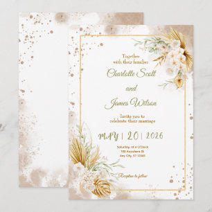 Invitation Carton d'invitation de mariage luxe en or