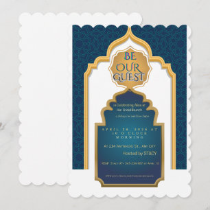 Invitation Carton d'invitation de mariage luxueux bleu et or