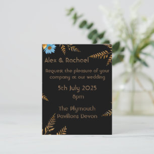 Invitation Carton d'invitation de mariage luxueux or et flora