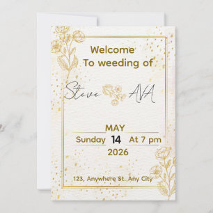 Invitation Carton d'invitation de mariage minimal luxe or