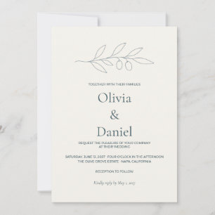 Invitation Carton d'invitation de mariage minimaliste à branc