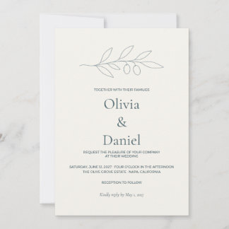 Invitation Carton d'invitation de mariage minimaliste à branc
