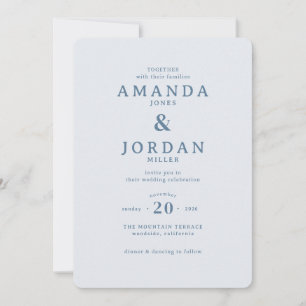 Invitation Carton d'invitation de mariage minimaliste bleu él