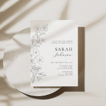 Carton d'invitation de mariage minimaliste floral