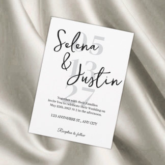 Invitation Carton d'invitation de mariage minimaliste noir et
