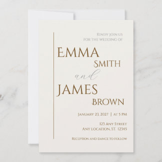 Invitation Carton d'invitation de mariage moderne minimaliste