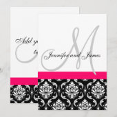 Invitation Carton d'invitation de mariage Monogramme noir ros (Devant / Derrière)