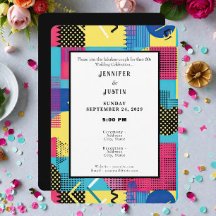 Invitation Carton d'invitation de mariage motif graphique rét