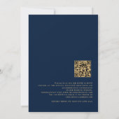 Invitation Carton d'invitation de mariage Navy Or à code QR é (Dos)