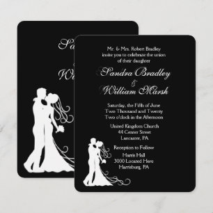 Invitation Carton d'invitation de mariage Noir Blanc