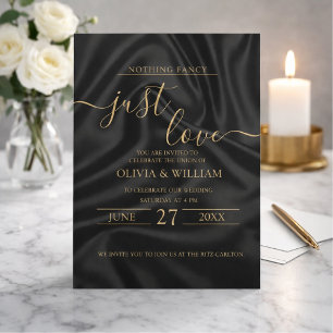 Invitation Carton d'invitation de mariage noir design simple