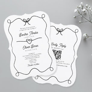 Invitation Carton d'invitation de mariage noir et blanc avec