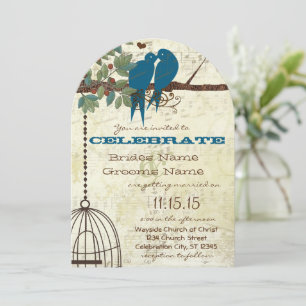 Invitation Carton d'invitation de mariage oiseau d'amour roma