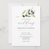 Invitation Carton d'invitation de mariage Olive avec QR Code (Devant)