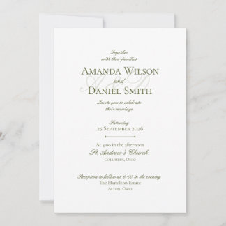 Invitation Carton d'invitation de mariage Olive Classique