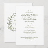 Invitation Carton d'invitation de mariage Olive Classique (Devant / Derrière)
