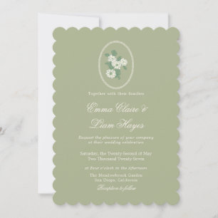 Invitation Carton d'invitation de mariage ondulé vert sauge