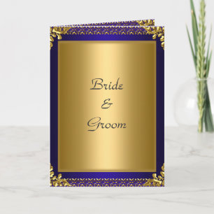 Invitation Carton d'Invitation de Mariage Or Bleu Royal