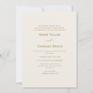 Invitation Carton d'invitation de mariage Or & Crème