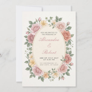 Invitation Carton d'invitation de mariage ovale botanique Ros
