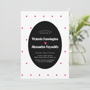 Invitation Carton d'invitation de mariage ovale noir avec des