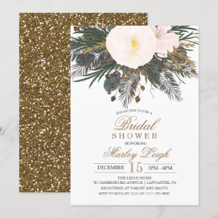 Invitation Carton d'invitation de mariage pailleté à motif fl