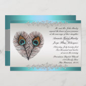 Invitation Carton d'invitation de mariage Paon sarcelle (Devant / Derrière)