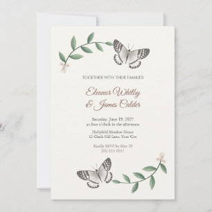 Invitation Carton d'invitation de mariage Papillon Blanc Marb