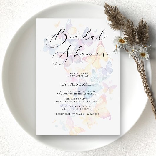 Invitation Carton d'invitation de mariage papillon pastel