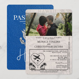 Invitation Carton d'invitation de mariage passeport Royal Blu