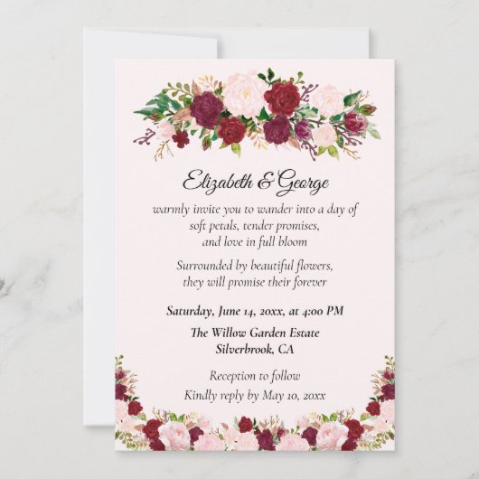 Invitation Carton d'invitation de mariage personnalisé aux ro (Devant)