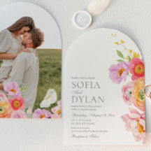 Carton d'invitation de mariage photo florale éléga