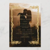 Invitation Carton d'invitation de mariage photo noir or class (Dos)