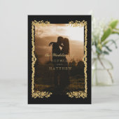 Invitation Carton d'invitation de mariage photo noir or class (Debout devant)