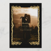 Invitation Carton d'invitation de mariage photo noir or class (Devant)