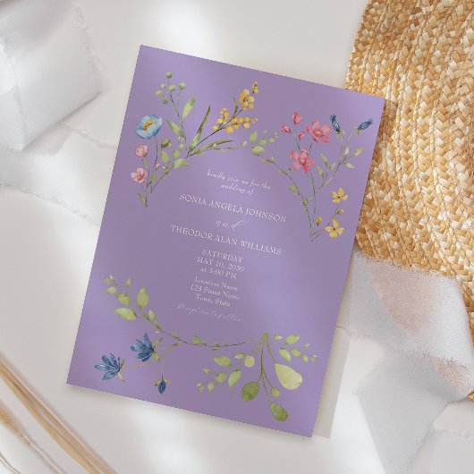 Invitation Carton d'invitation de mariage Printemps Violet