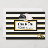 Invitation Carton d'invitation de mariage rayé noir Perles &  (Dos)