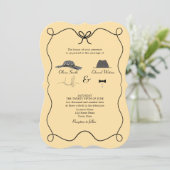 Invitation Carton d'invitation de mariage rétro avec QR Code (Debout devant)