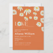Invitation Carton d'invitation de mariage rétro Daisy Brûlé O (Devant)