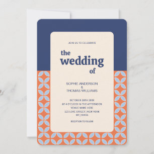 Invitation Carton d'invitation de mariage rétro milieu du siè