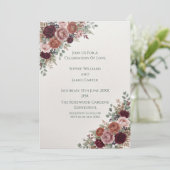 Invitation Carton d'invitation de mariage Rose de Bourgogne (Debout devant)