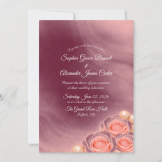 Invitation Carton d'invitation de mariage rose et perle