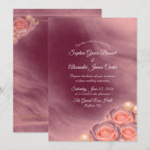 Invitation Carton d'invitation de mariage rose et perle (Devant / Derrière)