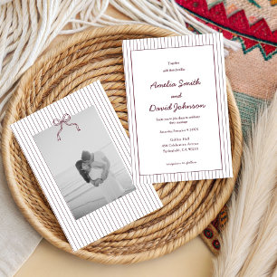 Invitation Carton d'invitation de mariage rouge à rayures min