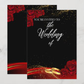 Invitation Carton d'invitation de mariage rouge et noir (Devant / Derrière)