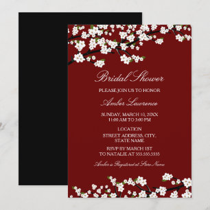 Invitation Carton d'invitation de mariage rouge Fleur de ceri