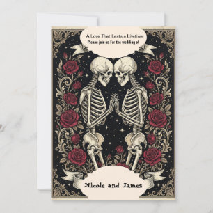 Invitation Carton d'invitation de mariage squelette gothique