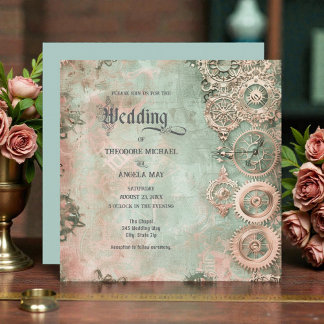 Invitation Carton d'invitation de mariage Steampunk romantiqu